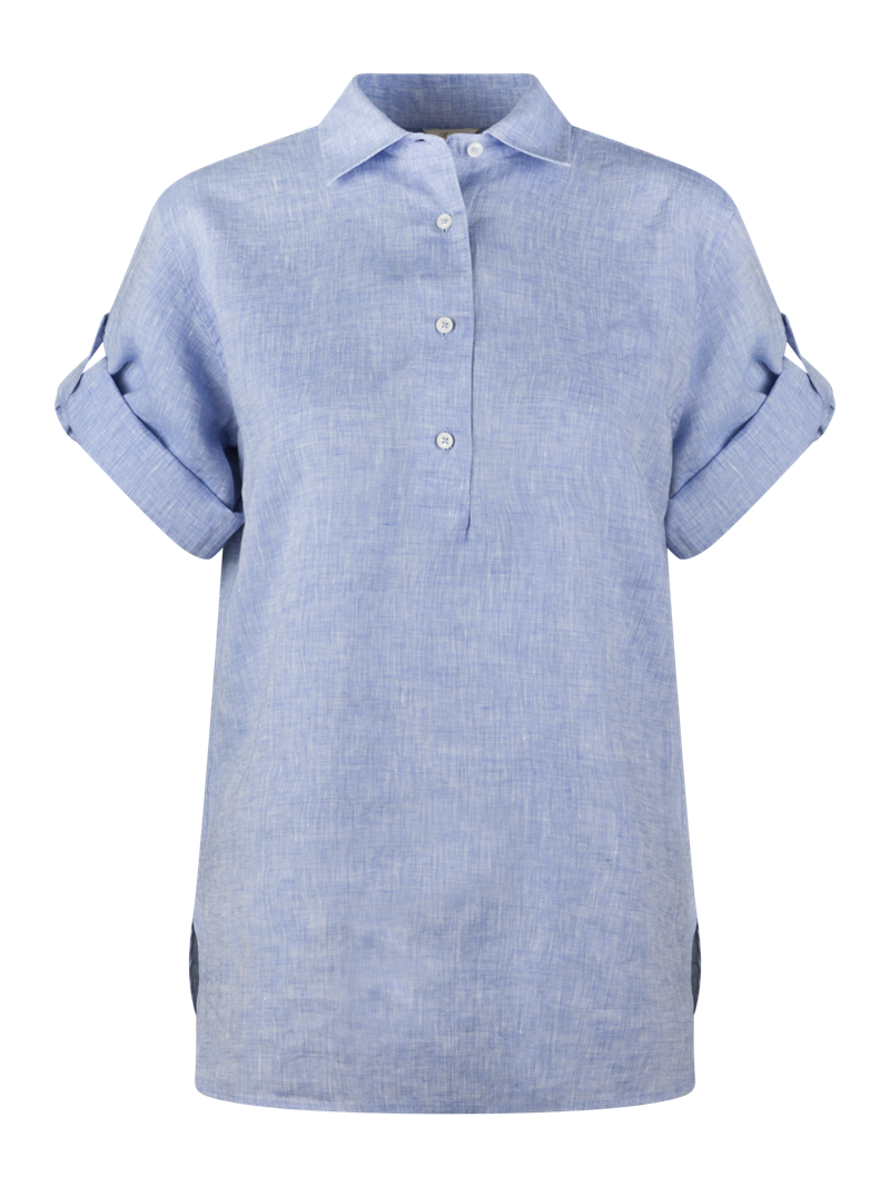 Jenna Blue Linen Popover Shirt