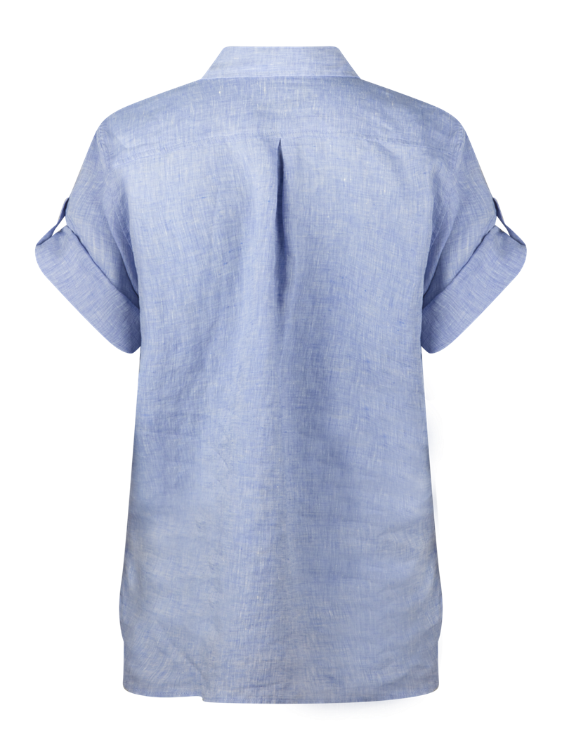 Jenna Blue Linen Popover Shirt