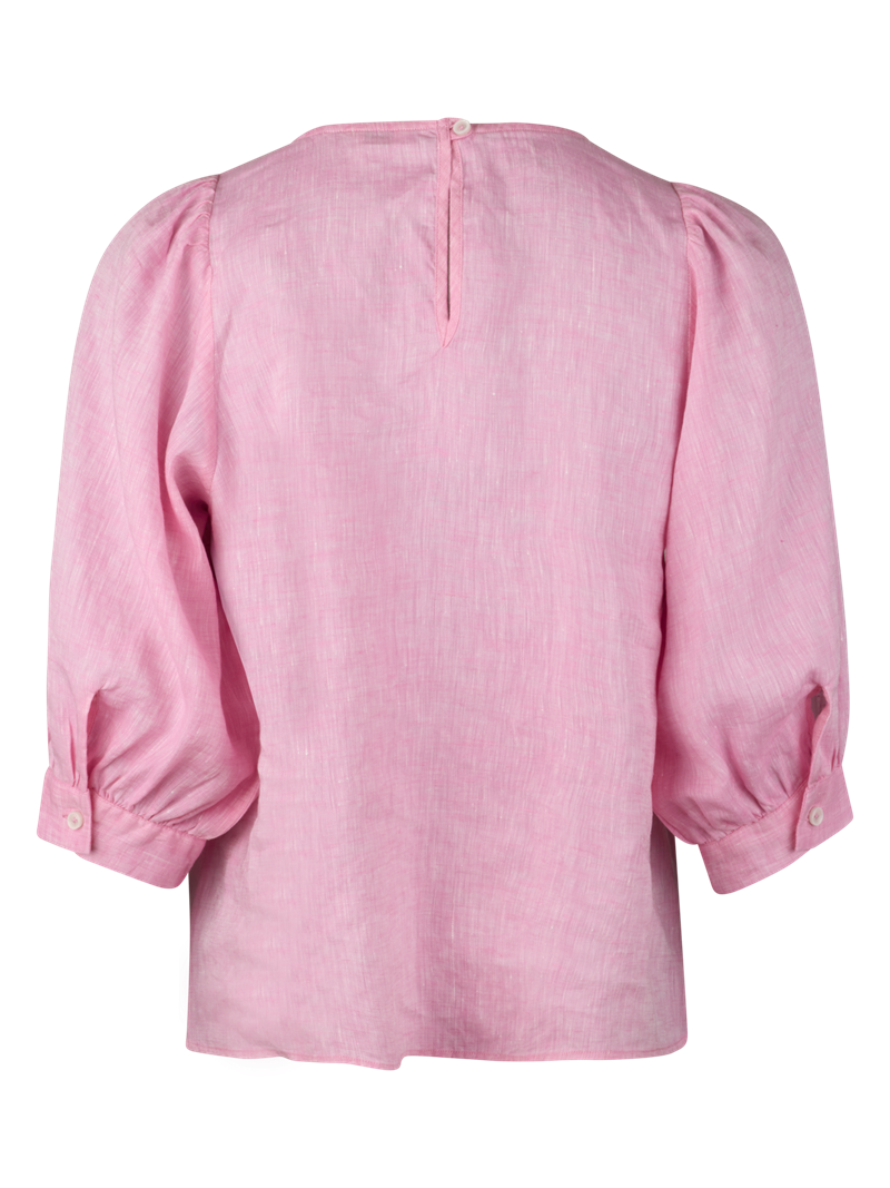 Carmen Pink Linen Blouse