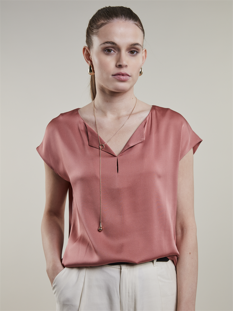 Jewel Seidenbluse, Dunkel rosa