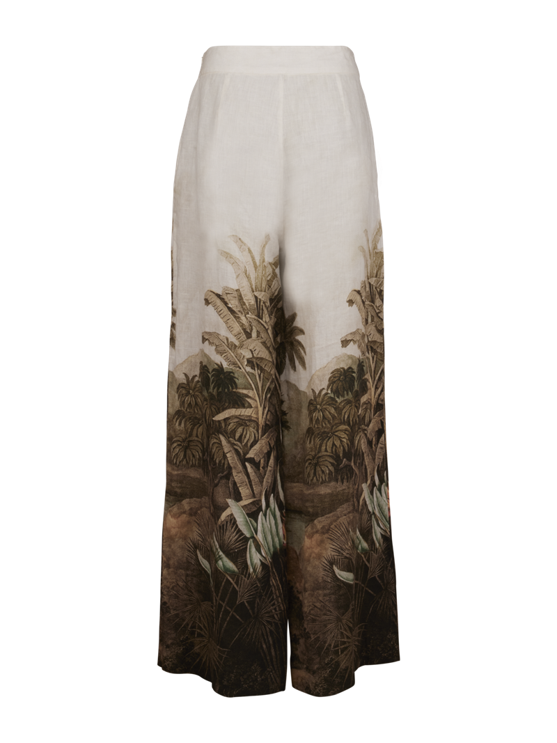 Eve Leinenhose mit Muster, Beige