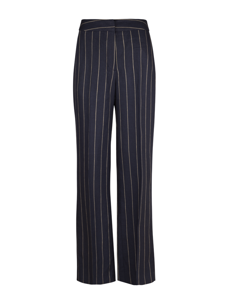 Jayda Navy blau Gestreifte Leinenhose