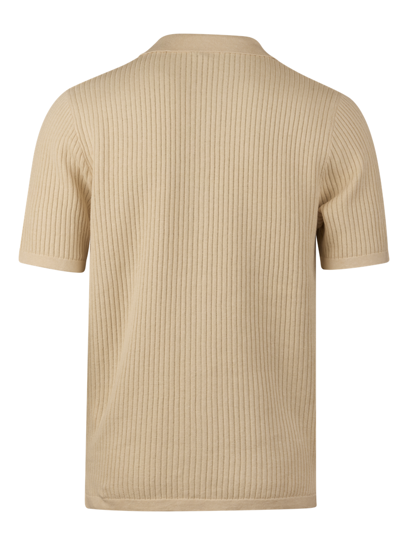 Champange Striped Knitted Polo Shirt