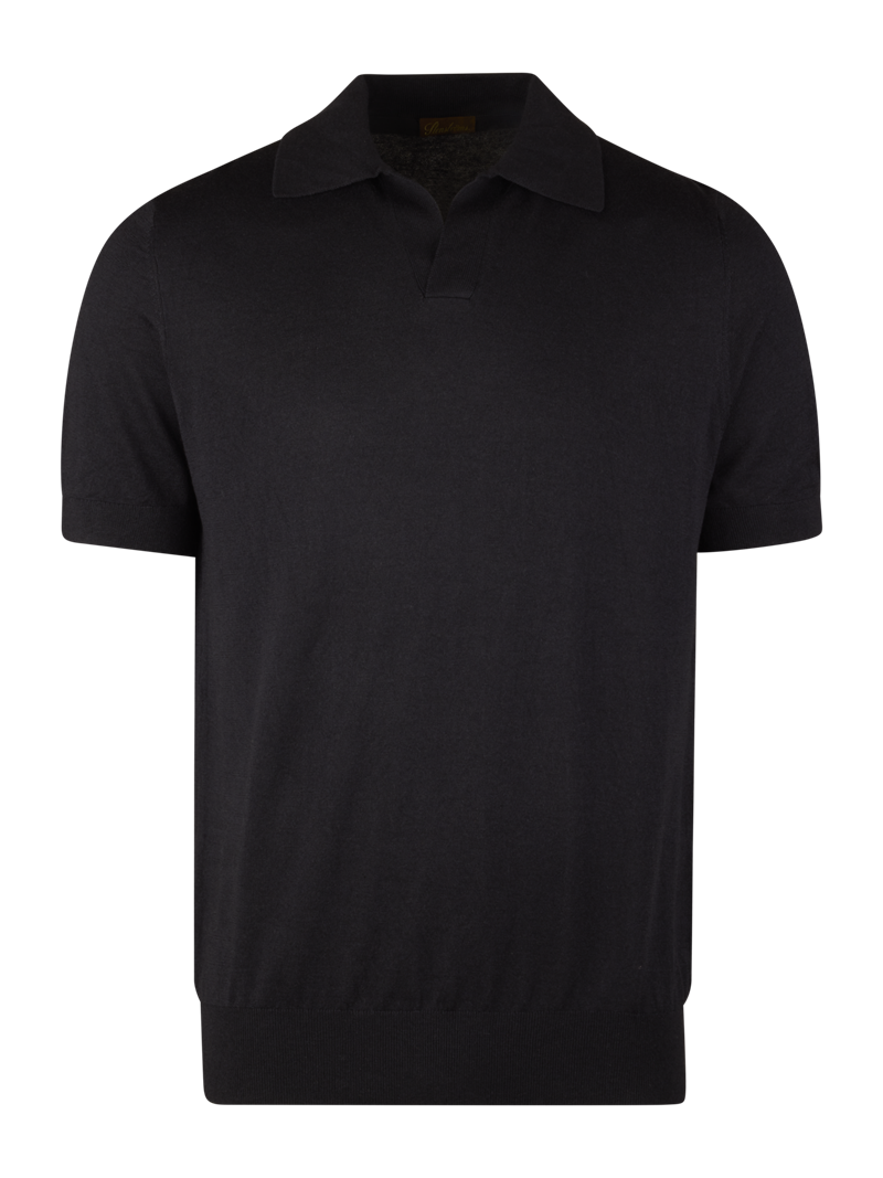 Navy blau Seide/Kaschmir Polohemd