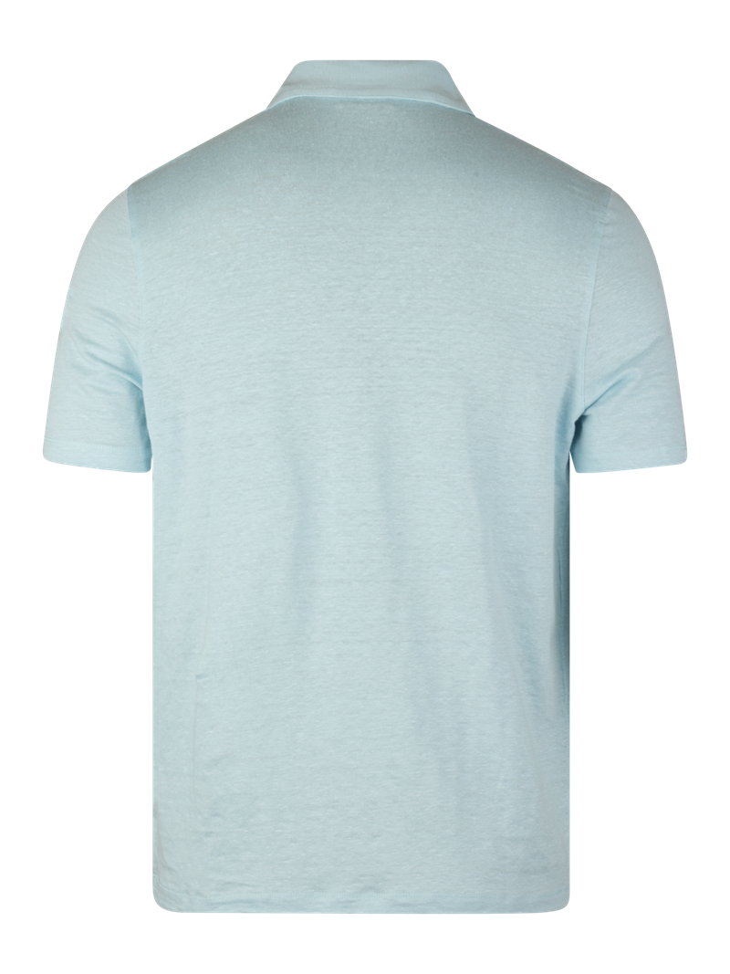 Blue Linen Polo Shirt