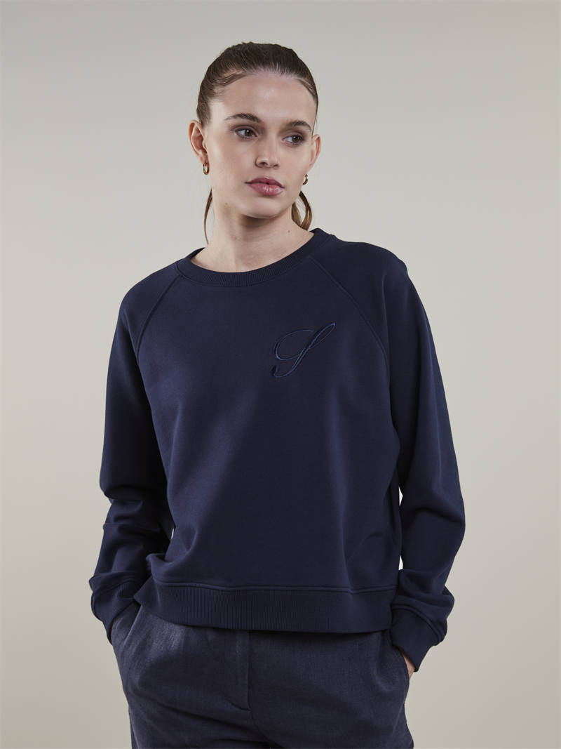 Jiselle Navy Jersey Sweatshirt