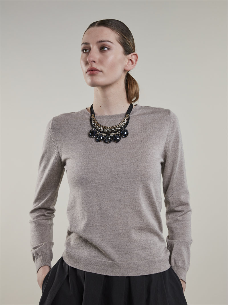 Signe Beige Merino Wool Crew Neck