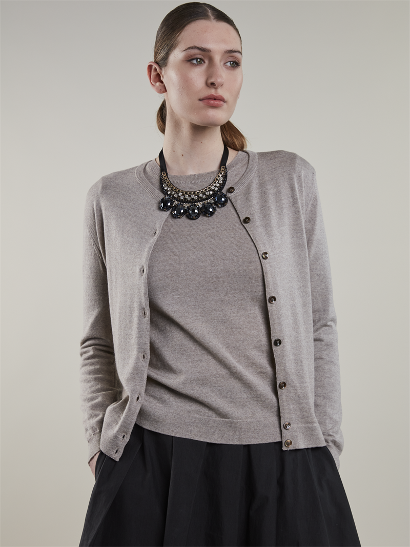 Sigrid Beige Merino Wool Cardigan