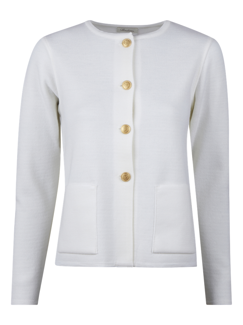 Stina White Merino Wool Cardigan