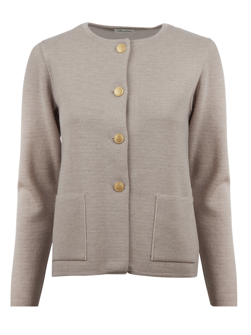 Stina Beige Merino Wool Cardigan