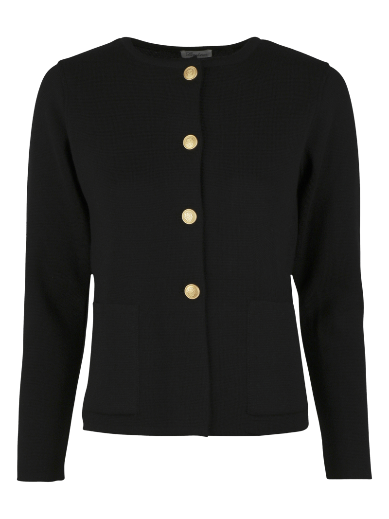 Stina Black Merino Wool Cardigan