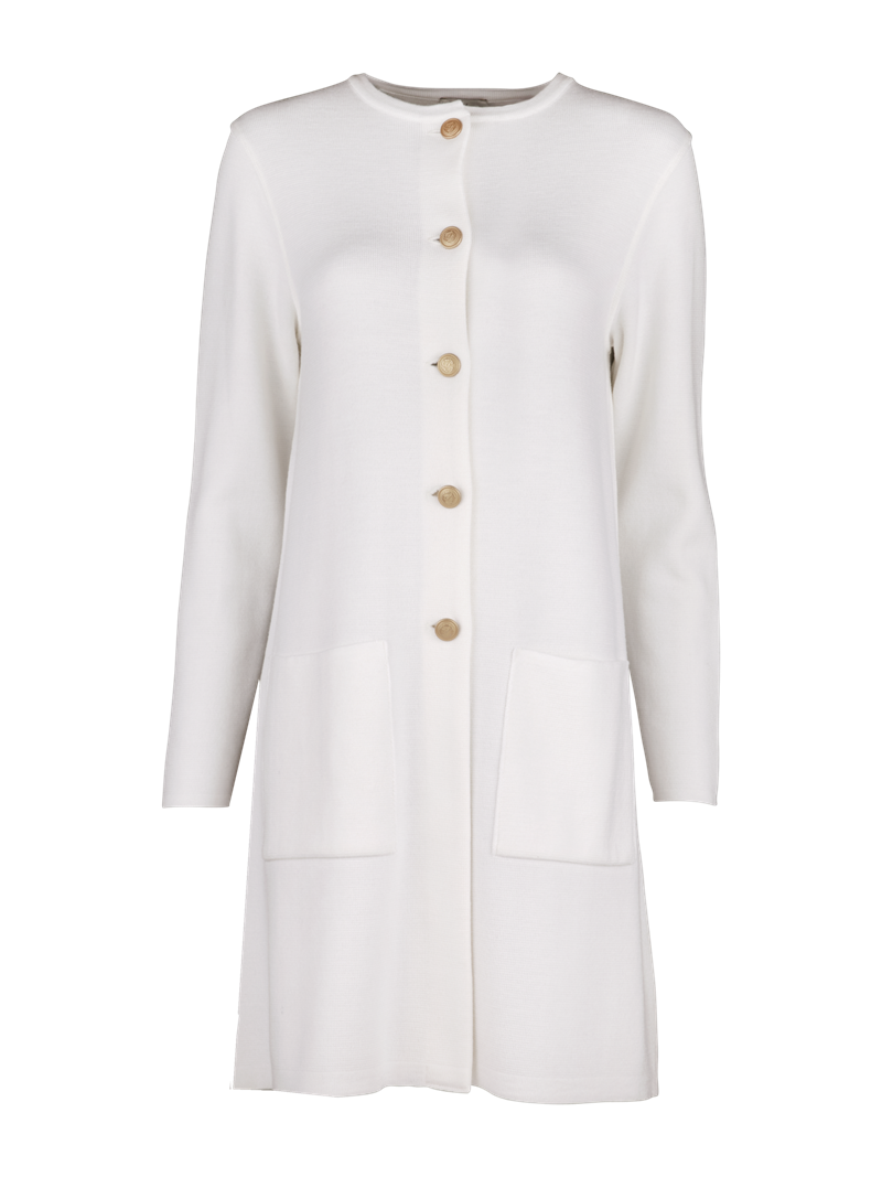 Astrid White Long Merino Wool Cardigan