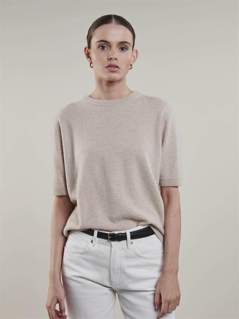 Janet Beige Cashmere Top