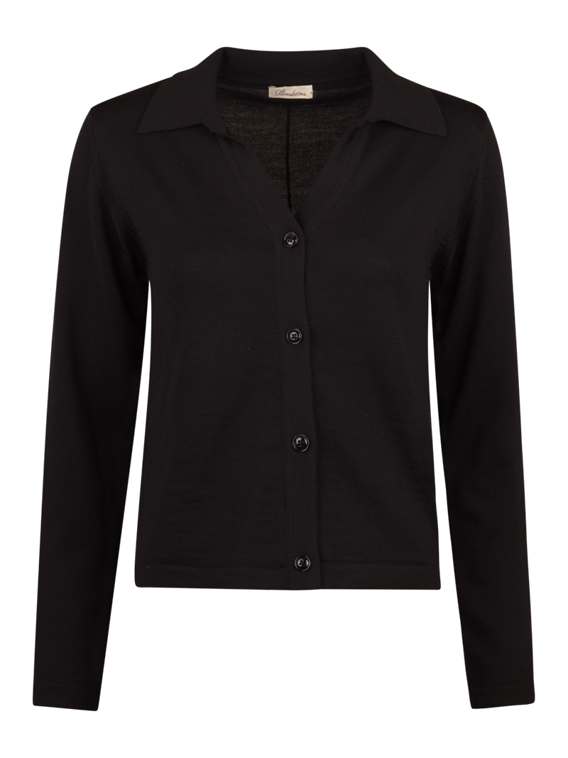 Janessa Black Merino Wool Cardigan