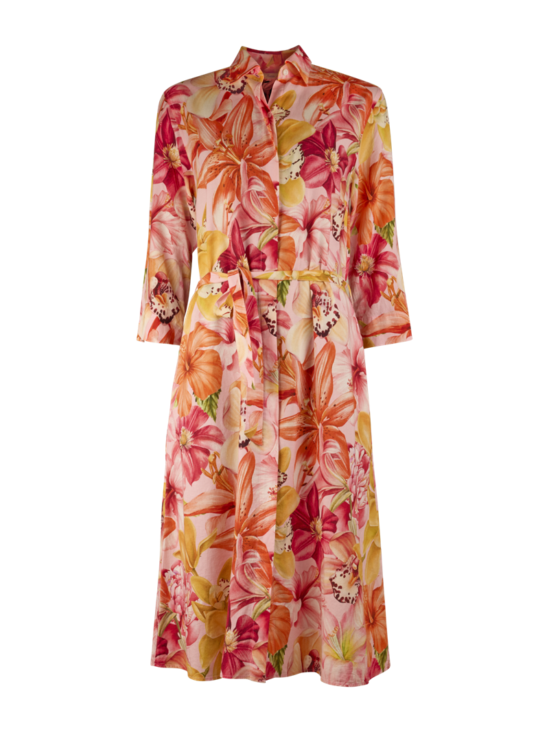 Helen Dark pink Patterned Linen Dress