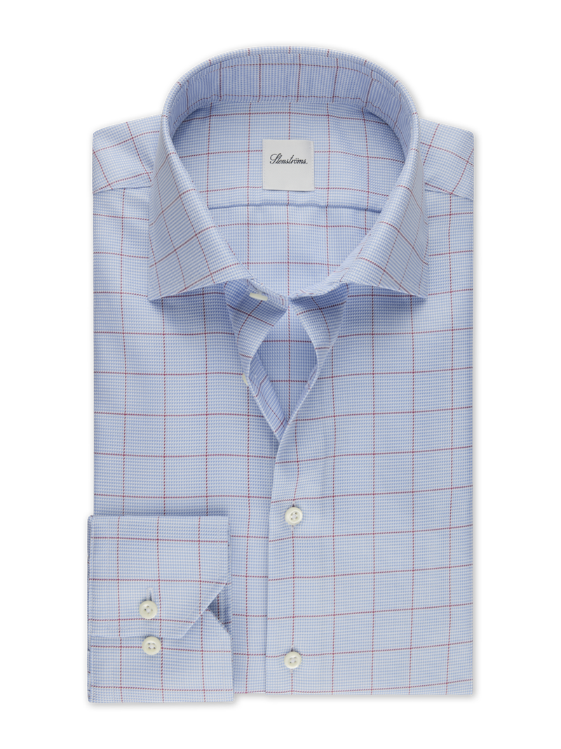 Kariertes Twillhemd, Hellblau