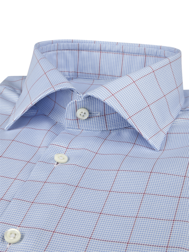 Kariertes Twillhemd, Hellblau