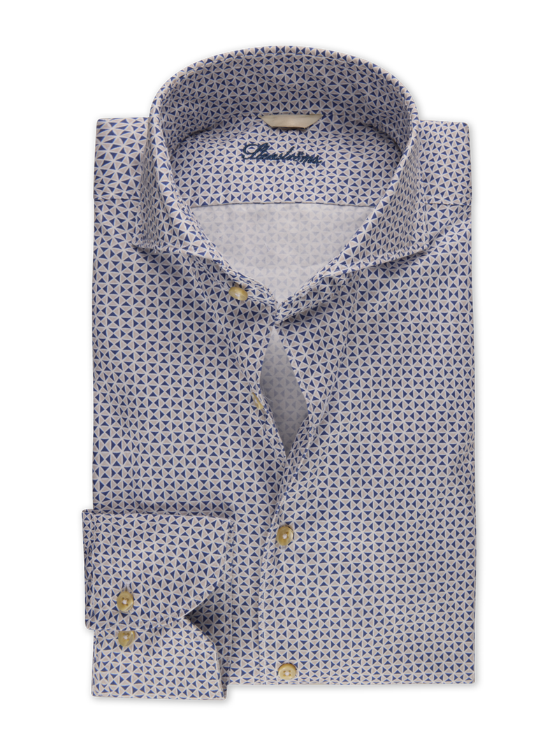 Blue Patterned Twill Shirt