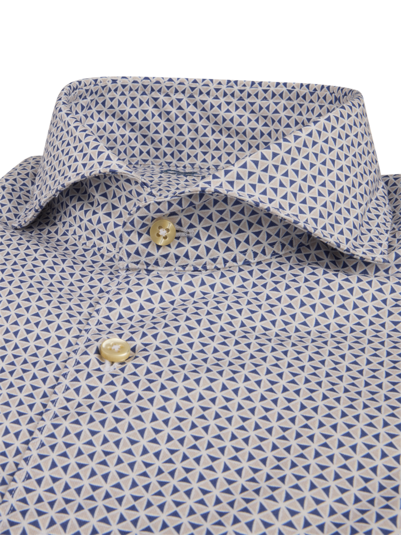 Blue Patterned Twill Shirt