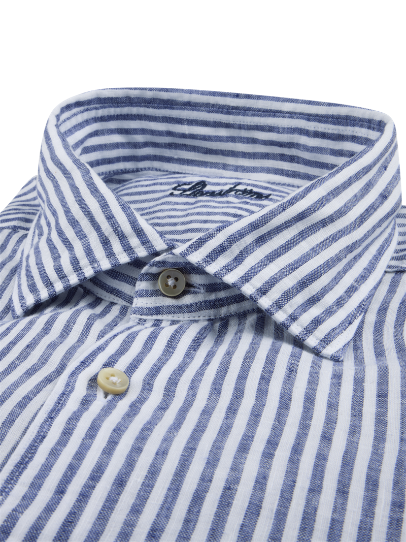 Gestreiftes Leinenhemd, Navy blau