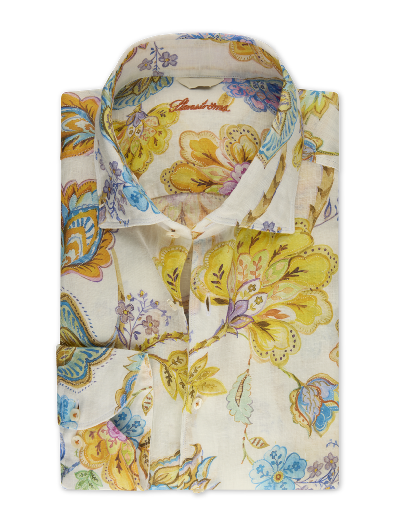 White Patterned Linen Shirt