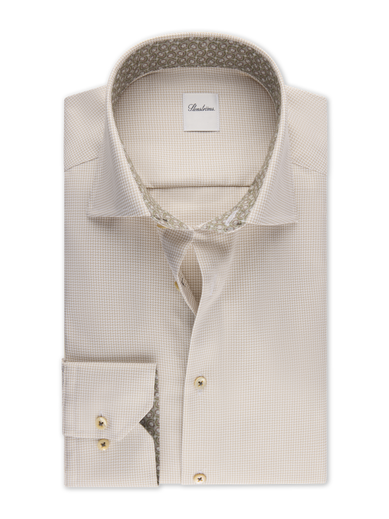 Twillhemd mit Kontraststoff, Hell beige