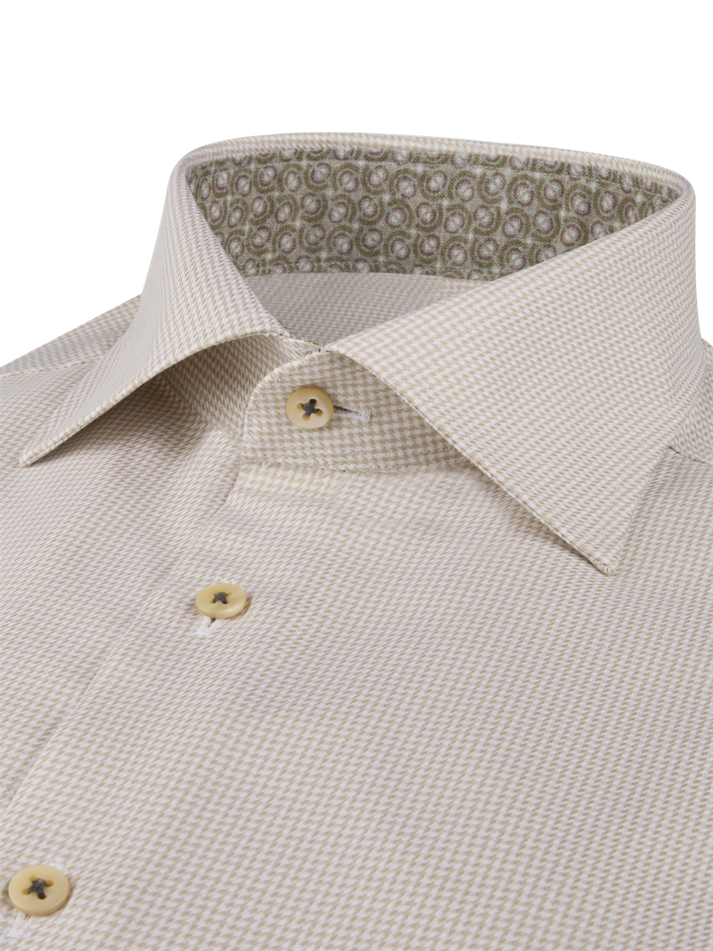 Twillhemd mit Kontraststoff, Hell beige