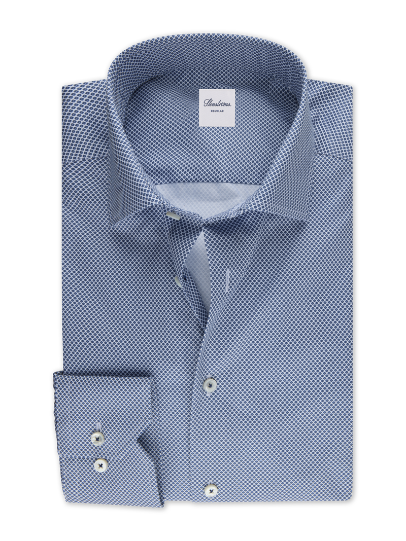 Gemustertes Twillhemd, Navy blau