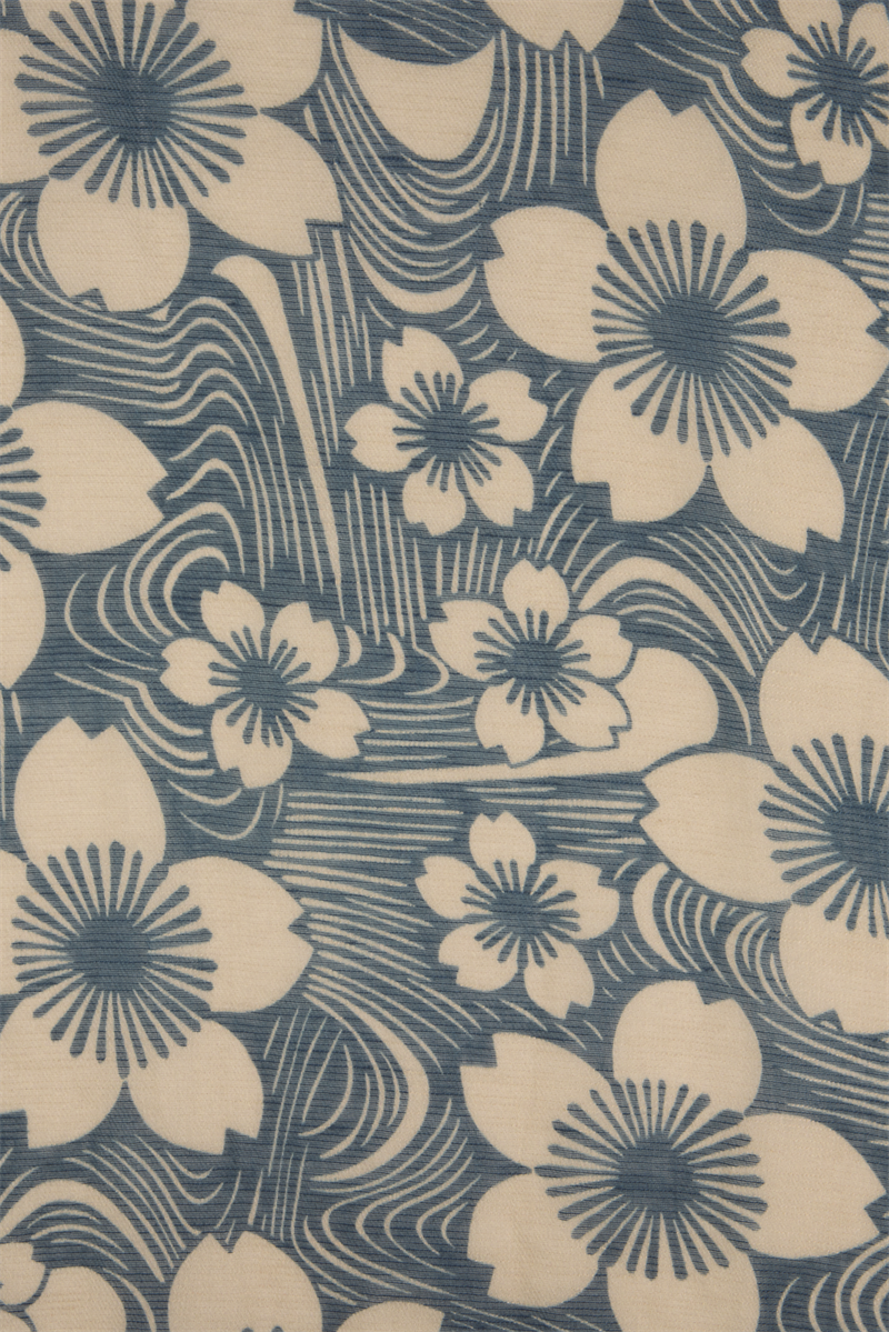 Navy Floral Linen Scarf