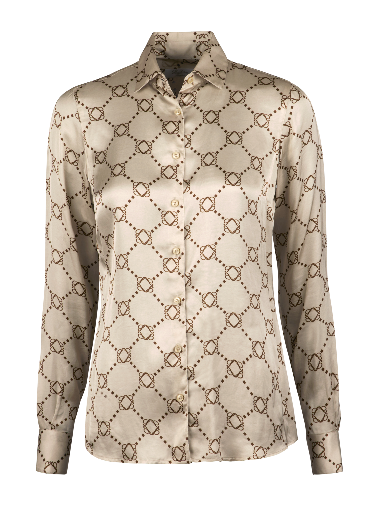 Stenströms Siri Beige Mönstrad Skjorta | Dam | Damskjortor & Blusar | Classic | Storlek: 44 | Beige