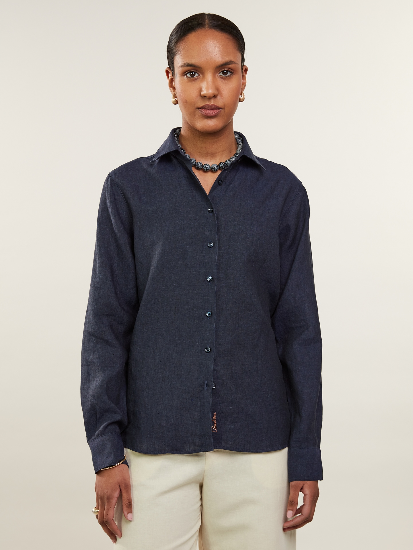 Leinenhemdbluse Navy blau Siri