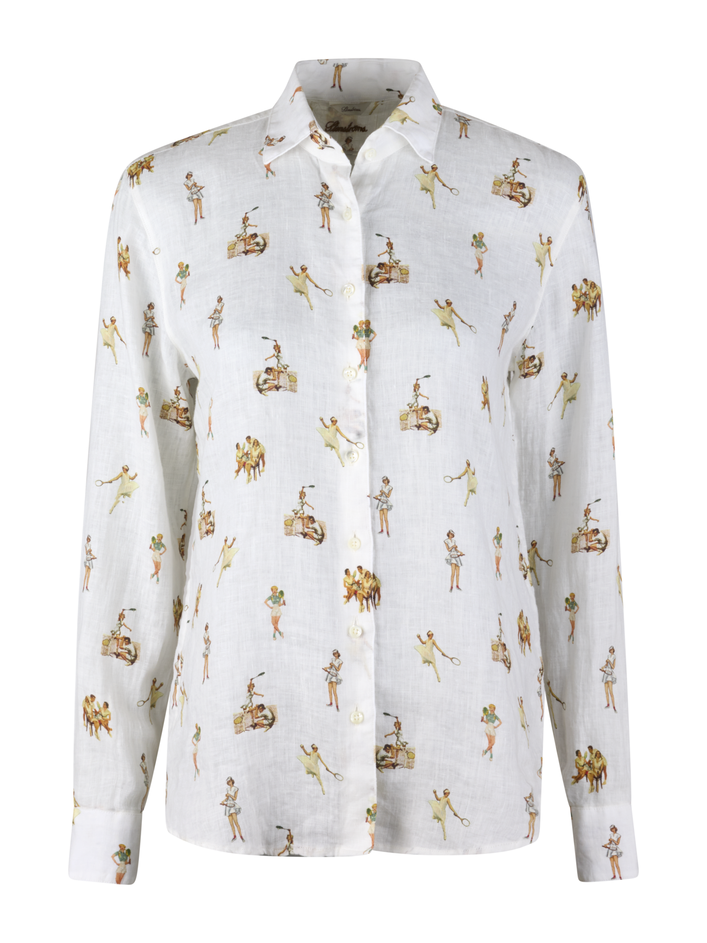 Stenströms Siri Champange Patterned Linen Shirt | Women | Women's shirts & blouses | Classic | Size: 38 | Champange | Print / Patterned | Long Sleeves
