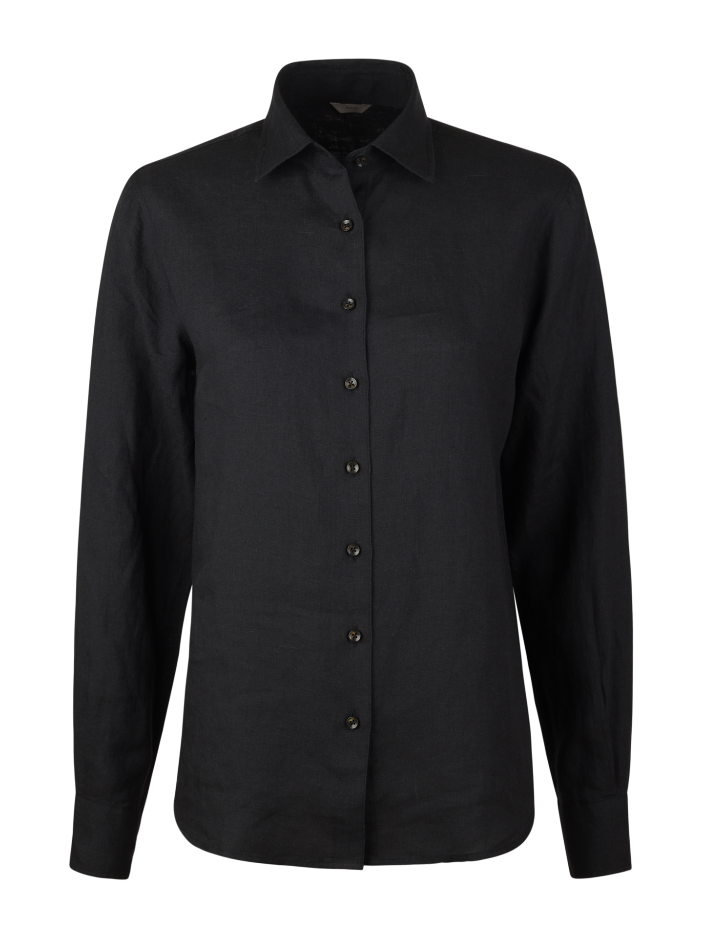 Stenströms Siri Black Linen Shirt | Women | Women's shirts & blouses | Relaxed | Size: 36 | Black | Solid | Long Sleeves