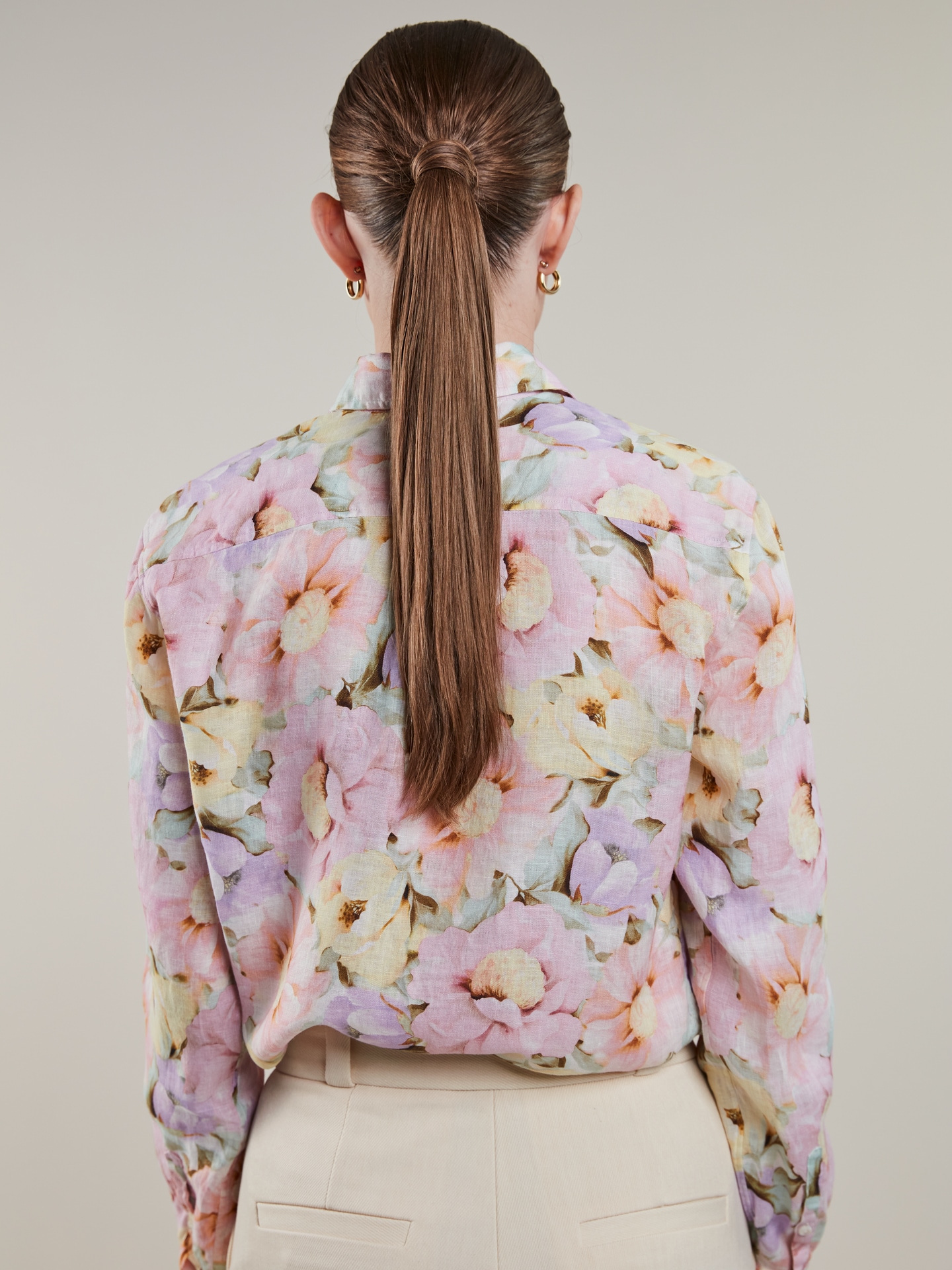 Siri Light pink Floral Linen Shirt