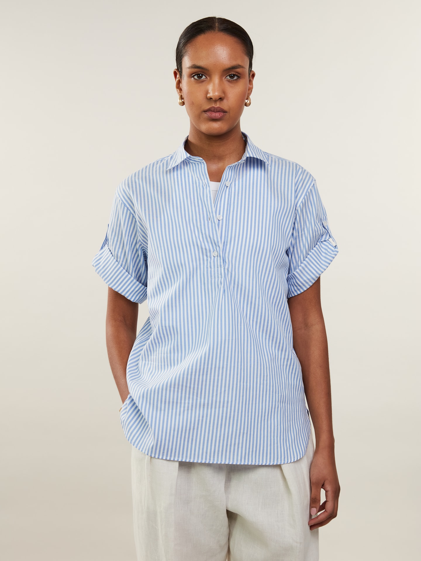 Jenna Light blue Striped Shirt