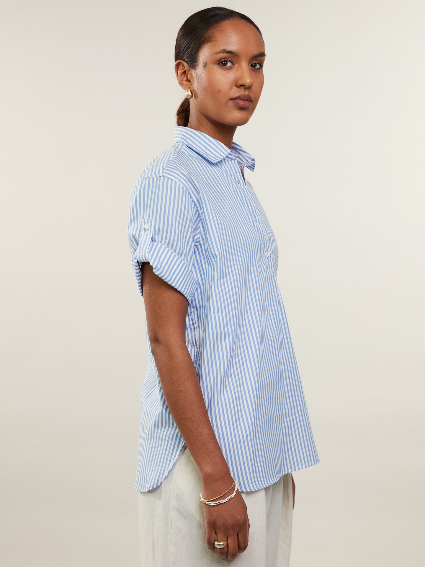 Jenna Light blue Striped Shirt