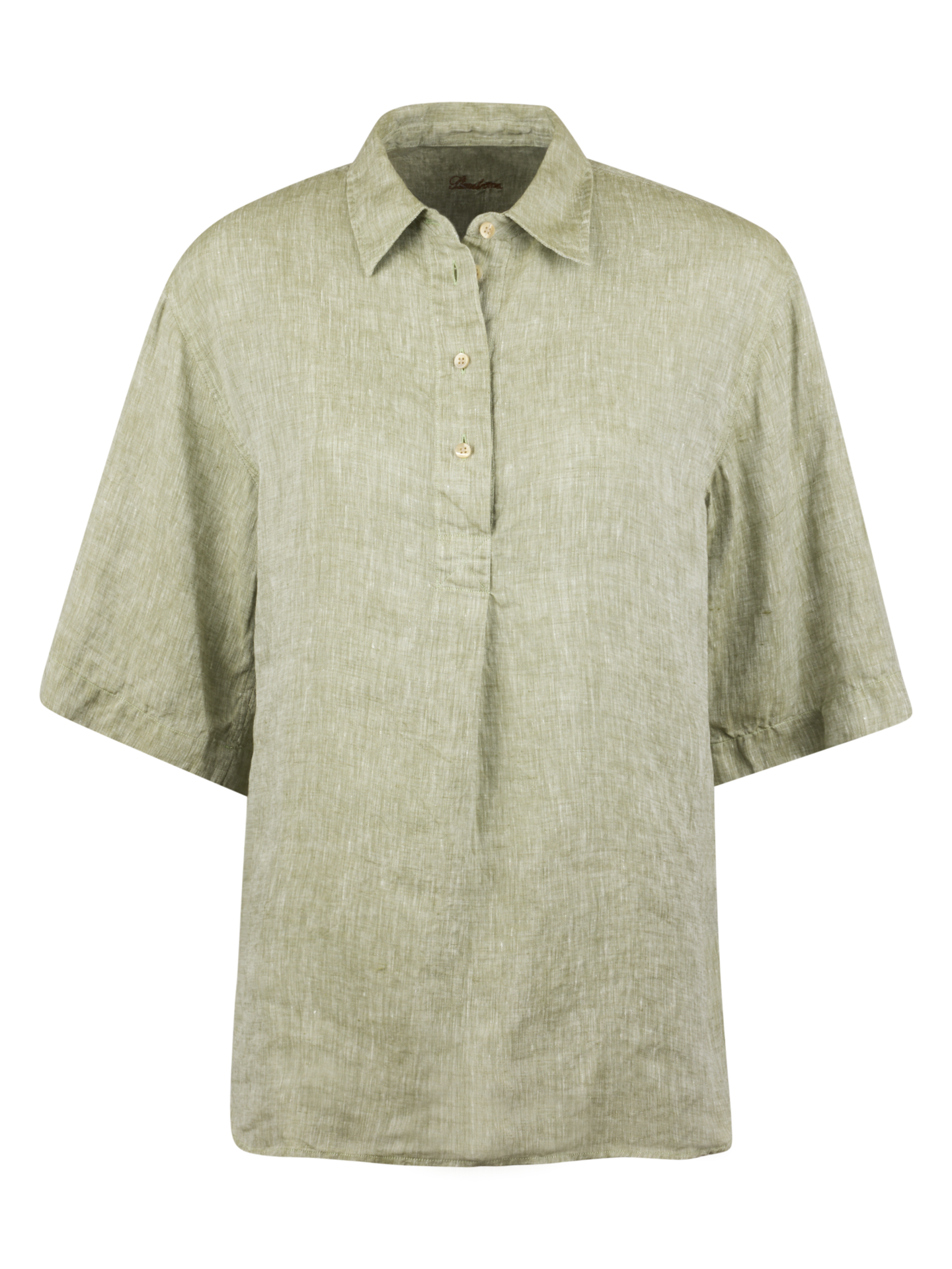 Stenströms Jenna Green Linen Popover Shirt | Women | Women's shirts & blouses | Relaxed | Size: 44 | Green | Solid | Short Sleeves