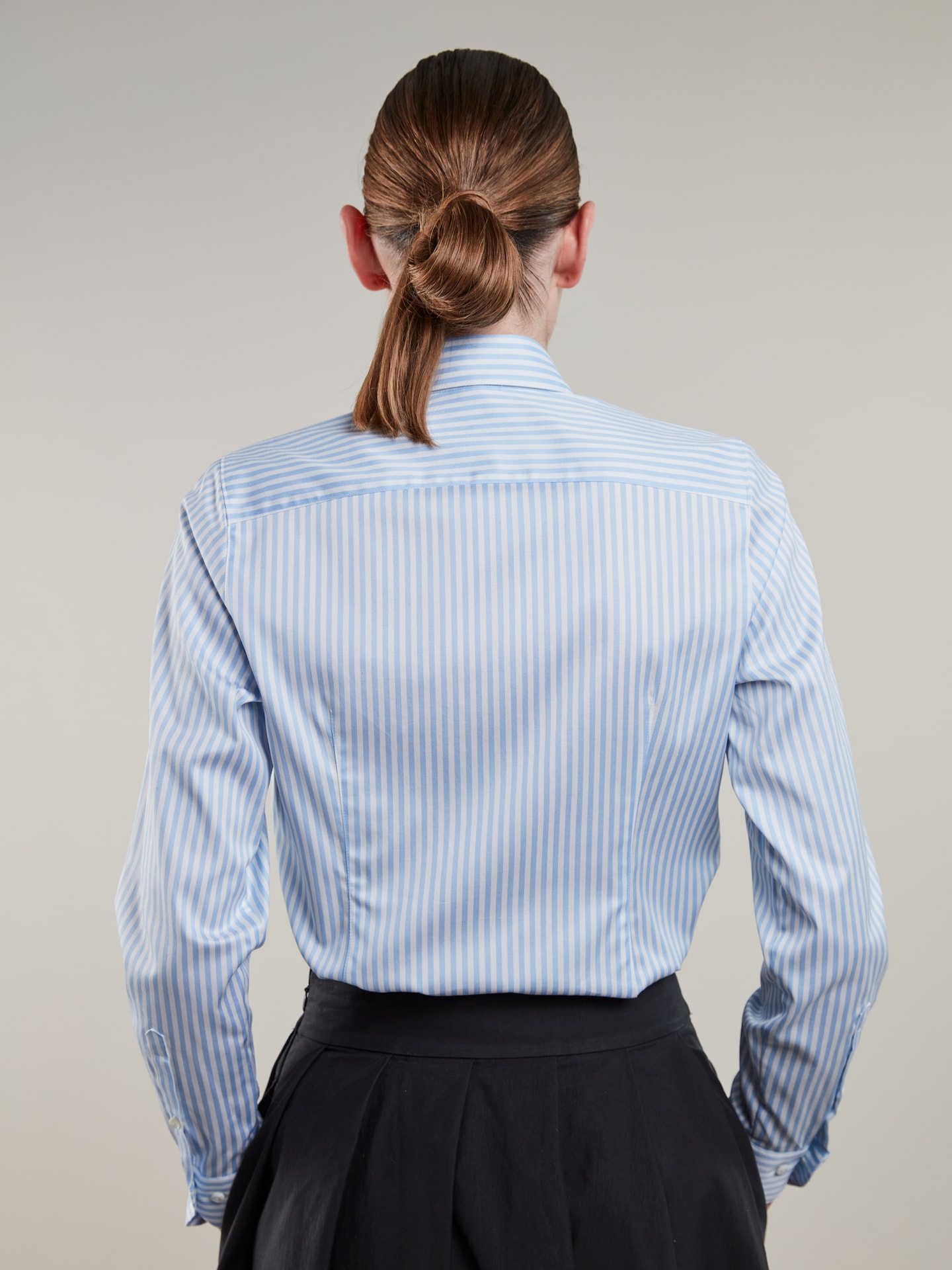 Sofie Gestreiftes Stretchhemd, Hellblau