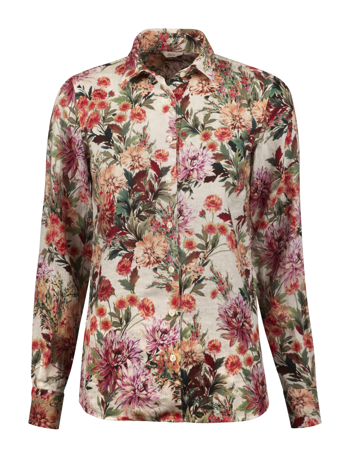 Stenströms Sofie Blommig Linneskjorta | Dam | Damskjortor & Blusar | Feminine | Storlek: 42 | Rosa | Mönstrad | Lång Ärm