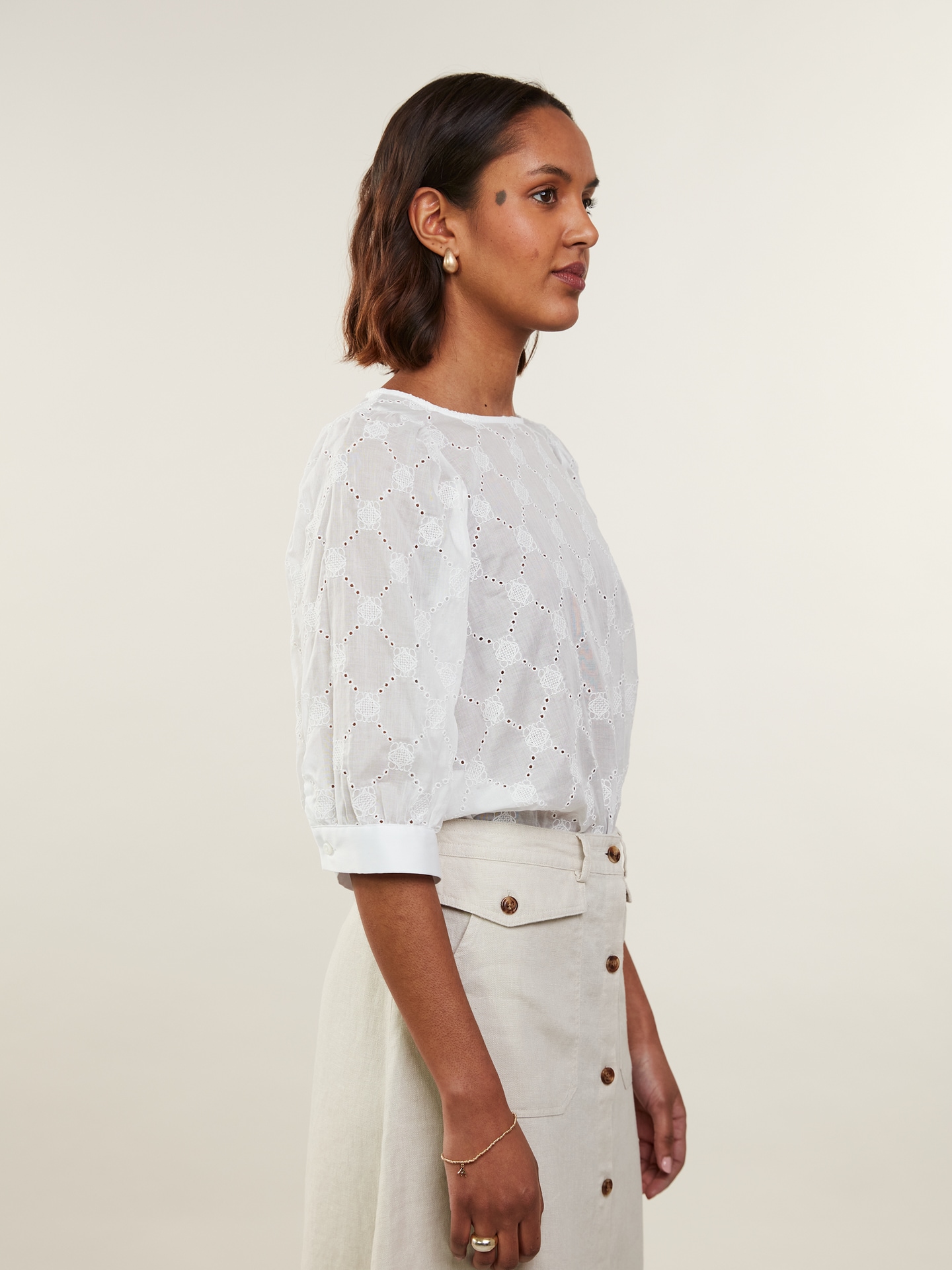 Carmen White Patterned Blouse
