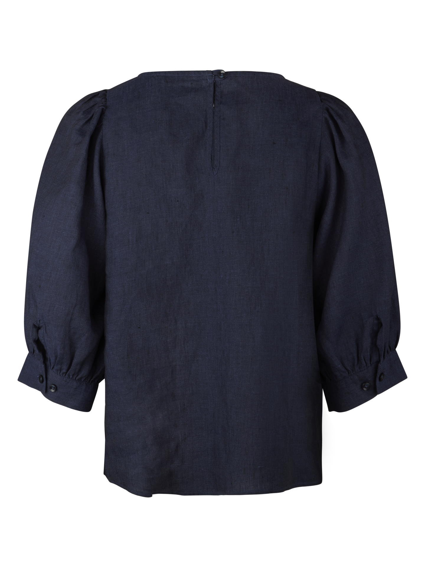 Carmen Leinenbluse, Navy blau 
