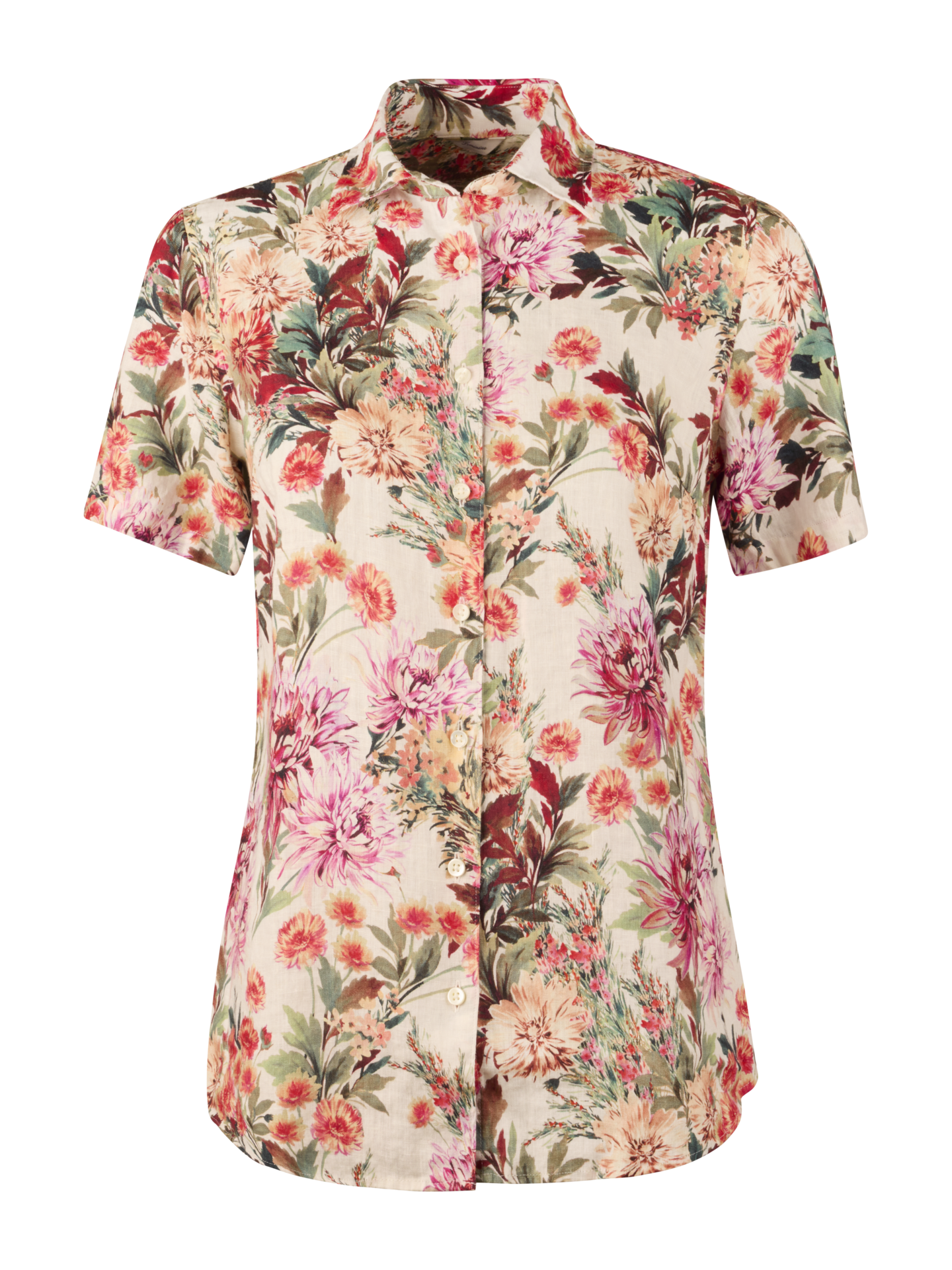 Stenströms Sofie Rosa Blommig Linneskjorta, Kort Ärm | Dam | Damskjortor & Blusar | Feminine | Storlek: 36 | Rosa | Mönstrad | Kort Ärm