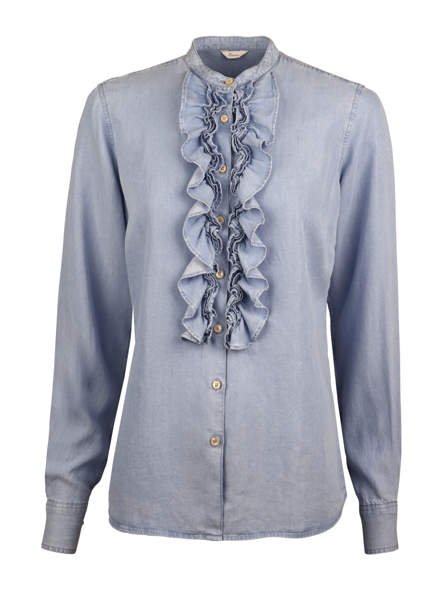 Stenströms Hillary Blue Frill Blouse | Women | Women's shirts & blouses | Feminine | Size: 48 | Blue | Solid | Long Sleeves