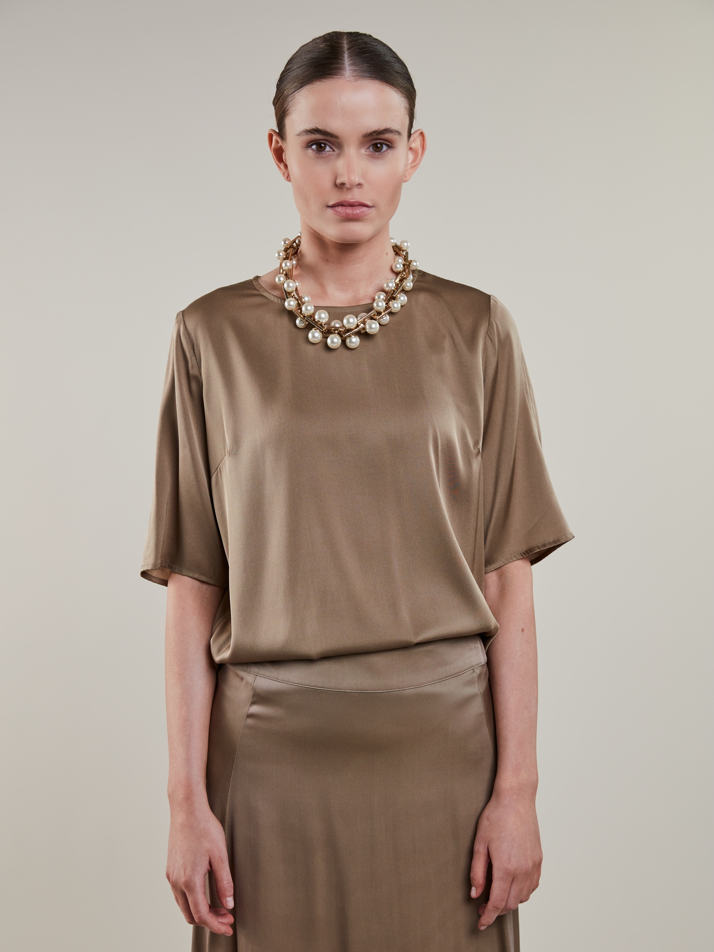 Sanne Beige Silk Blouse 
