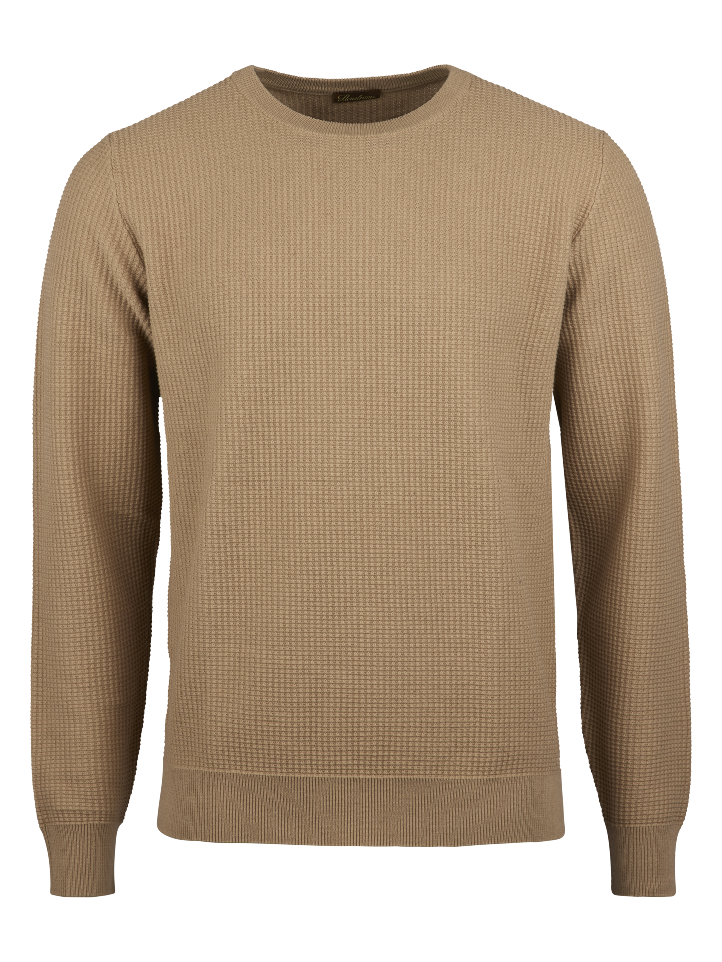 Stenströms Beige Textured Crew Neck Sweater | Men | Men's knitwear & sweatshirts | Size: M | Beige | Solid | Long Sleeves