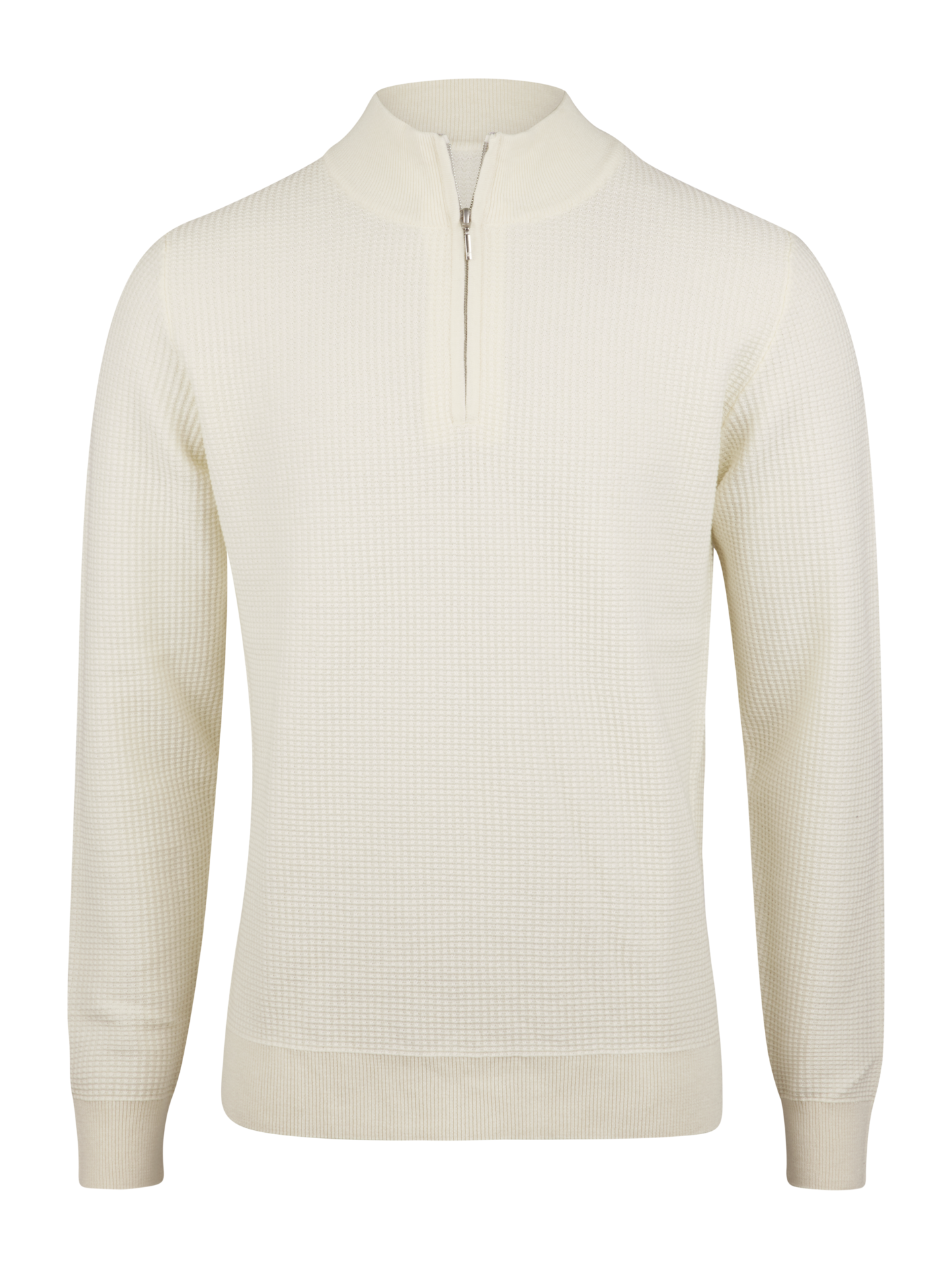 Stenströms Offwhite Half Zip med Struktur | Herr | Herrtröjor & Stickat | Storlek: XL | Offwhite | Enfärgad | Lång Ärm