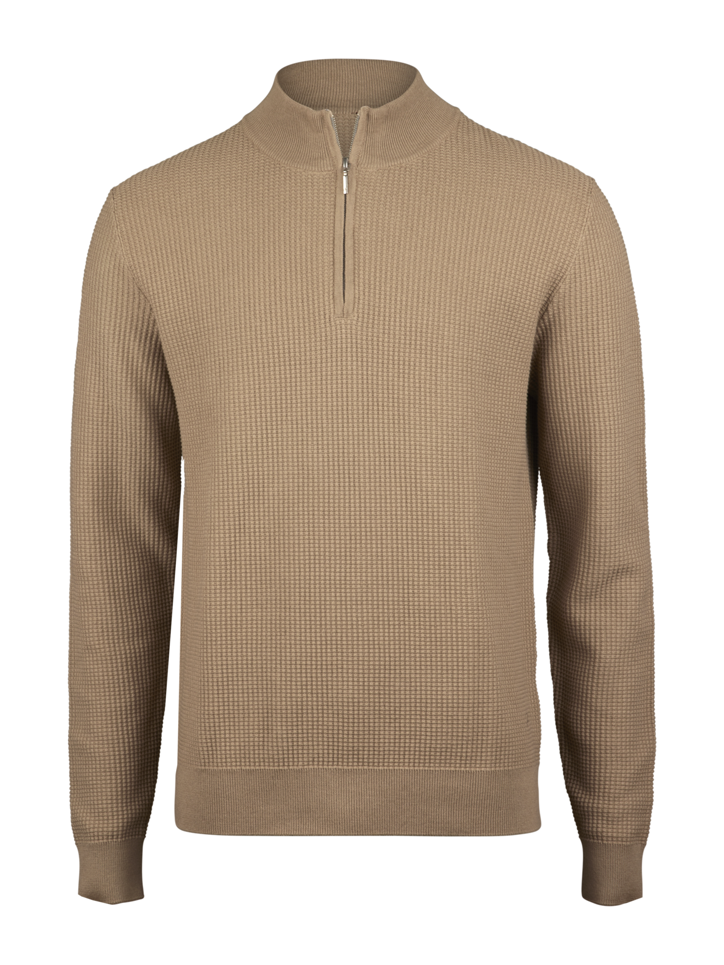 Stenströms Beige Half Zip med Struktur | Herr | Herrtröjor & Stickat | Storlek: L | Beige | Enfärgad | Lång Ärm
