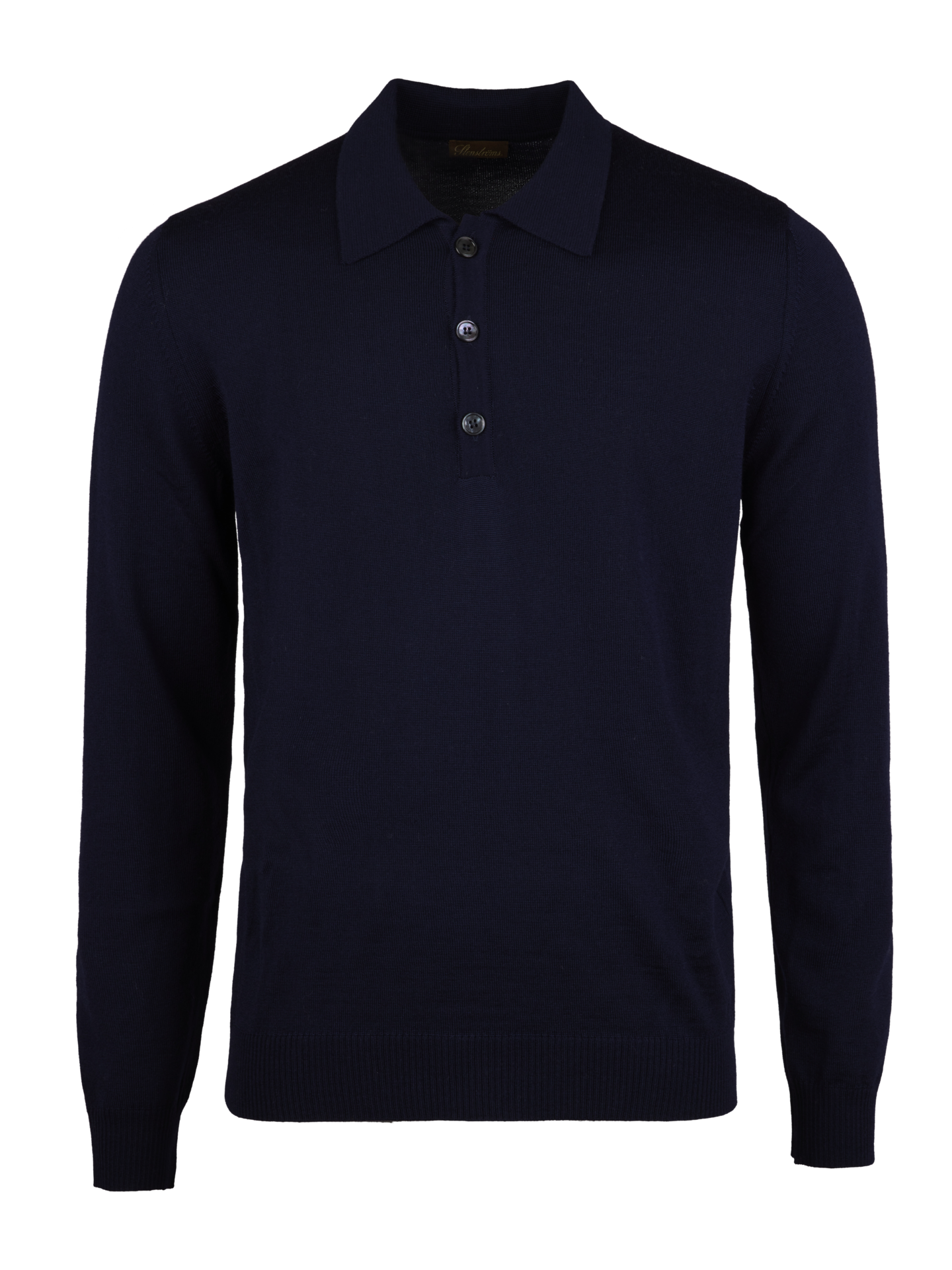 Stenströms Navy Merino Wool Polo Shirt | Men | Men's knitwear & sweatshirts | Size: XXL | Navy | Solid | Long Sleeves