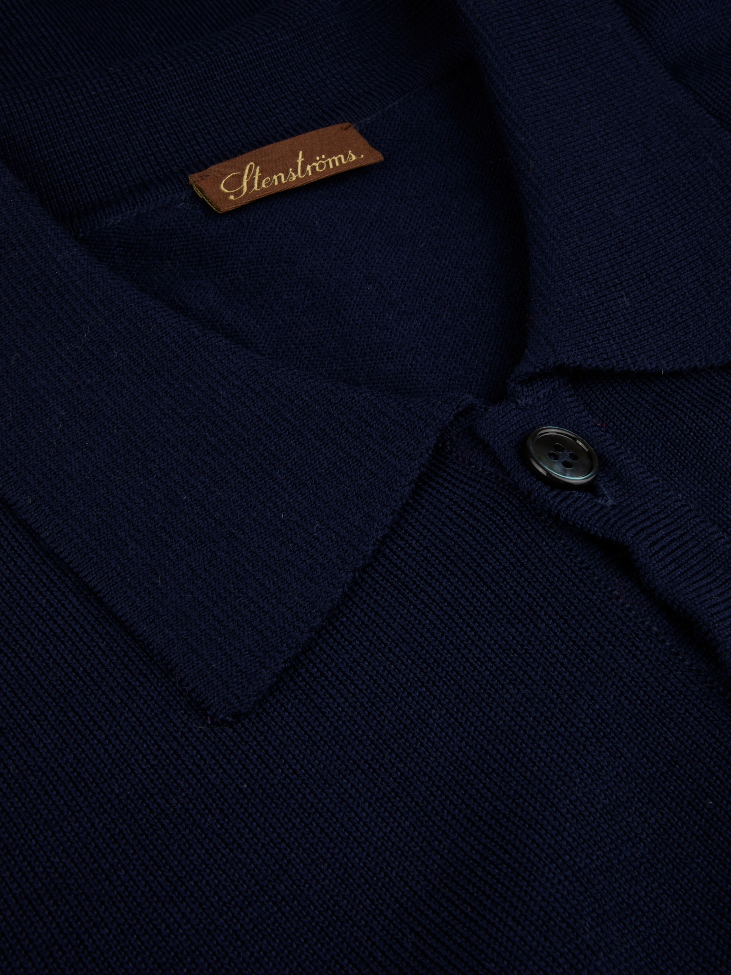 Navy Merino Wool Polo Shirt