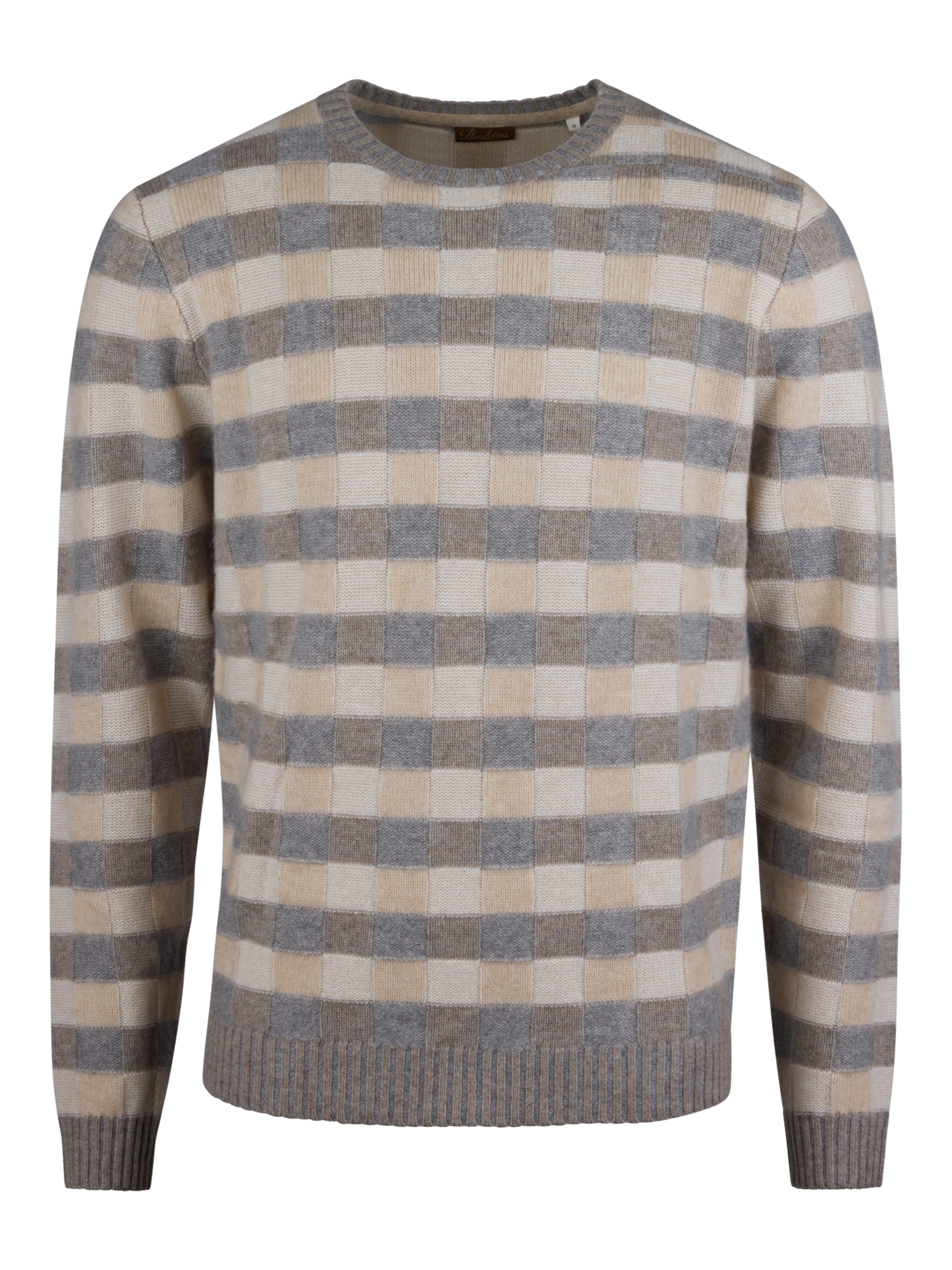 Stenströms Beige Checked Cashmere Sweater | Men | Men's knitwear & sweatshirts | Size: L | Beige | Print / Patterned | Long Sleeves